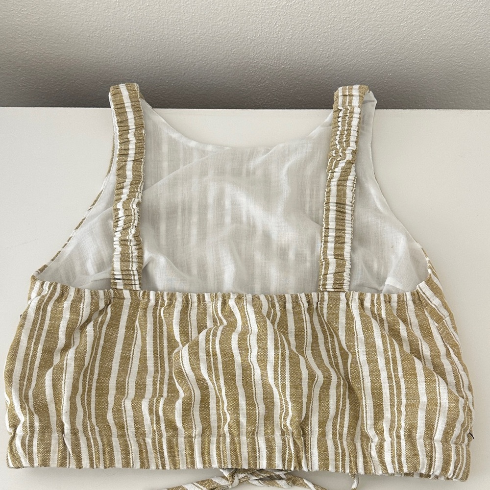 Stylish Striped Beige and White Crop Top - Picture 2 of 3